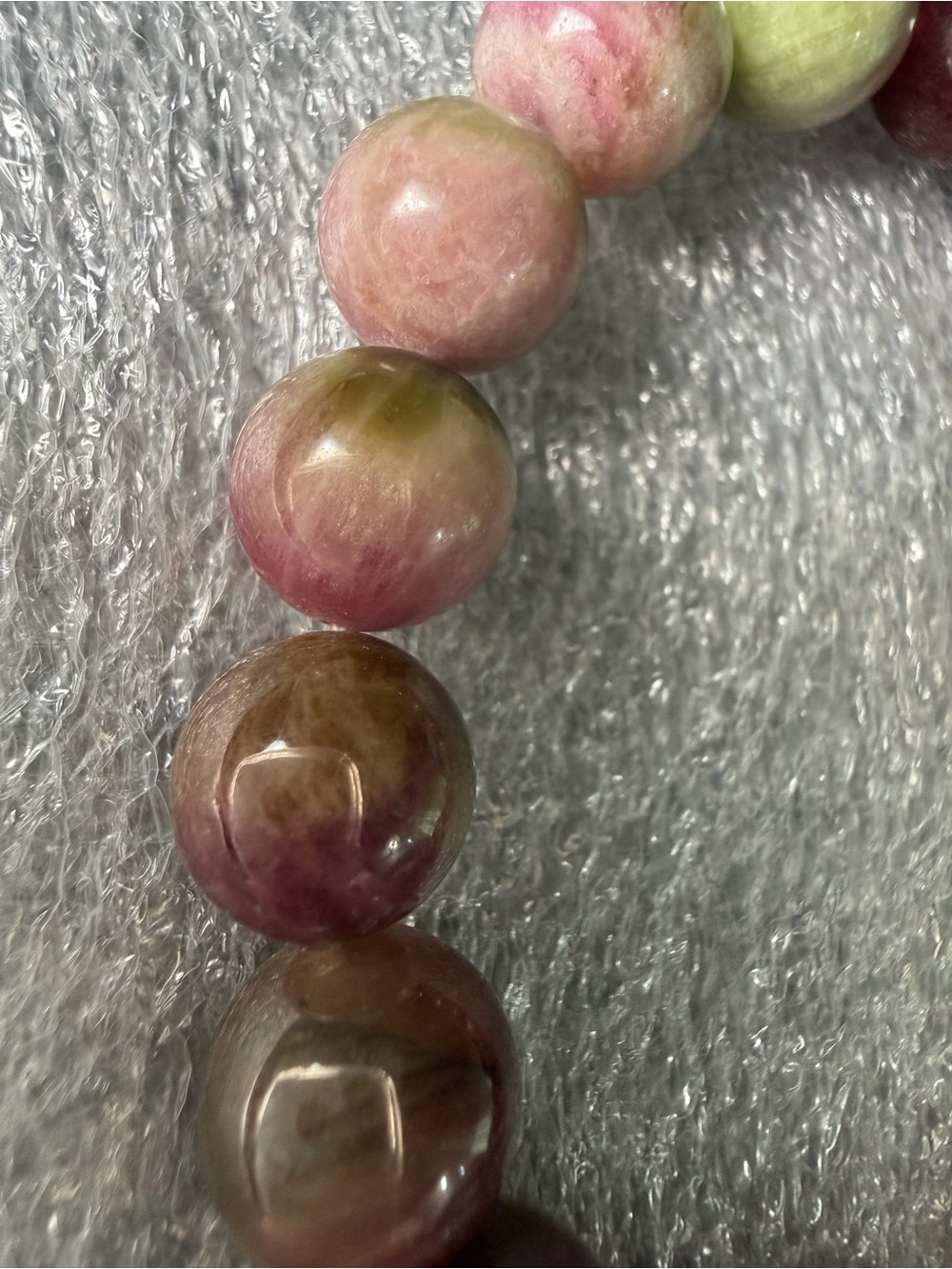 Gorgeous 10MM Multicolor Watermelon Tourmaline Natural Crystal Bracelet - Picture 2 of 6